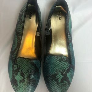 Teal Snakeskin Loafers